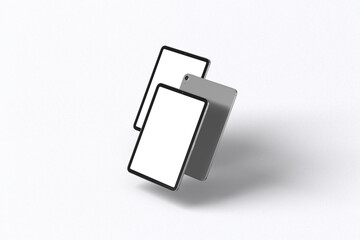 Floating Tablet Mockup, tablet with empty screen isolated on white background, for present advertising product on tablet screen