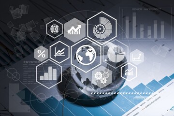 Global business concept. Communication network. Management strategy. Digital transformation idea.
