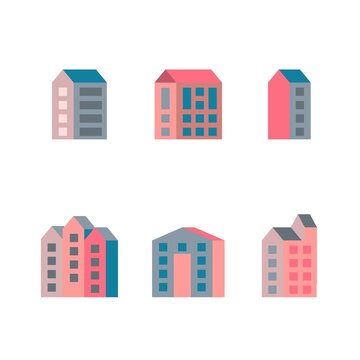 Flat abstract city buildings