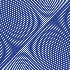 Diagonal striped illustration. Repeated white lines on blue background. Surface pattern design with linear ornament. Disco lights motif. Stripes wallpaper. Digital paper for web designing. Vector art