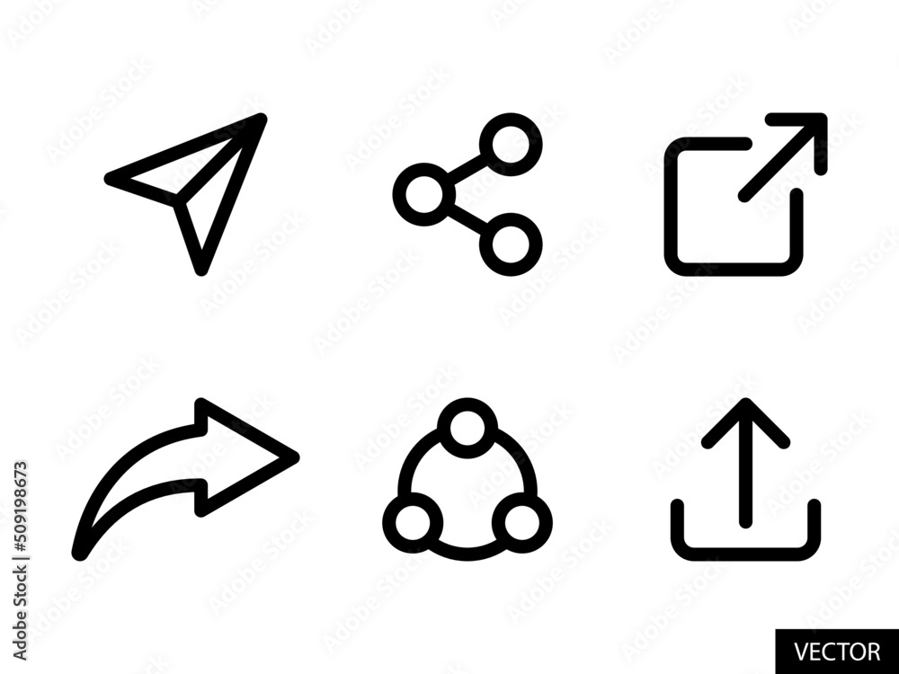 Poster share vector icon set in line style design for website design, app, ui, isolated on white background