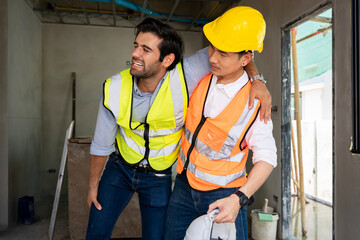 An engineer got into an accident at work causing bodily injuries. and received help from colleagues In areas under construction, the concept of safe work