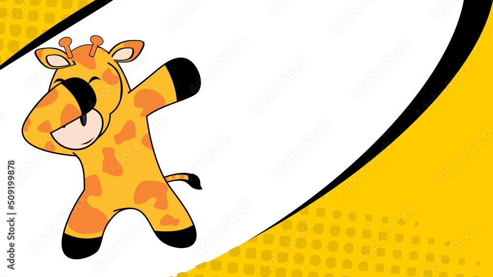 Wall mural dab pose giraffe cartoon in vector format