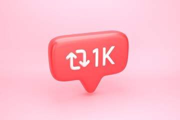 Reshare arrows loop symbol on social media notification icon