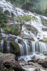 Fototapeta premium Mae Ya Waterfall is beautiful natural of Doi-Inthanon at Chiang Mai province in Thailand. Traveling and recreation nature outdoor.