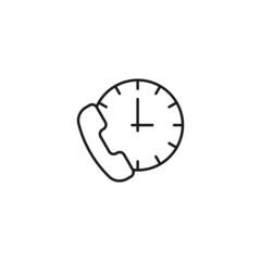 Contact us concept. Signs and symbols of interface. Editable strokes. Suitable for apps, web sites, stores, shops. Vector line icon of phone next to clock