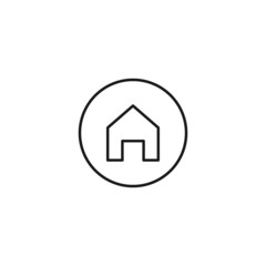 Contact us concept. Signs and symbols of interface. Editable strokes. Suitable for apps, web sites, stores, shops. Vector line icon of house inside of ring
