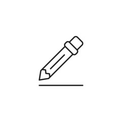 Contact us concept. Signs and symbols of interface. Editable strokes. Suitable for apps, web sites, stores, shops. Vector line icon of writing pencil as symbol of education