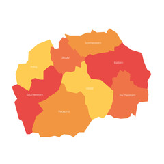 North Macedonia - administrative map of regions