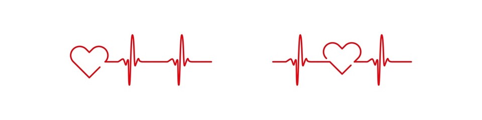 Heartbeat sign. Heart beat icon. Cardio rhythm isolated sign on white background. Medical heart heath logo.