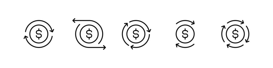 Cashflow icon set. Isolated cash flow illustration. Money transaction vector sign. Cashflow line transfer logo - obrazy, fototapety, plakaty