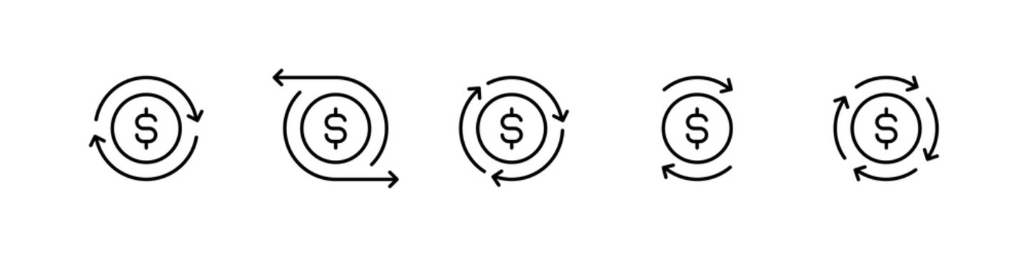 Cashflow icon set. Isolated cash flow illustration. Money transaction vector sign. Cashflow line transfer logo