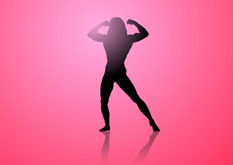 Fototapeta na wymiar silhouette of a bodybuilder girl