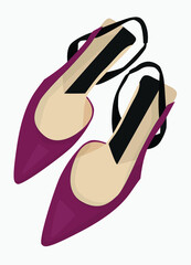 Vector flat image of women's summer shoes. Women's sandals with a closed front. Design for postcards, avatars, posters, backgrounds, templates, textiles.