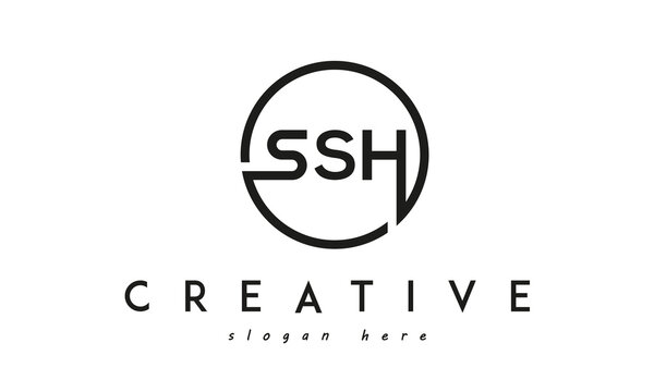 initial SSH three letter logo circle black design