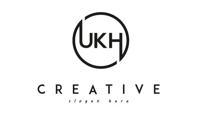 initial UKH three letter logo circle black design