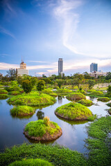 Benjakitti Park or Benchakitti forest park new design walkway in central Bangkok, Thailand