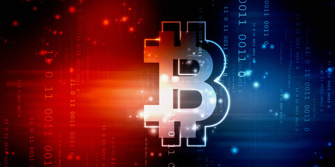 Obraz premium 2d rendering bitcoin sign currency 
