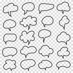 Fototapeta premium Set of comic speech bubbles on transparent background. Vector illustration.
