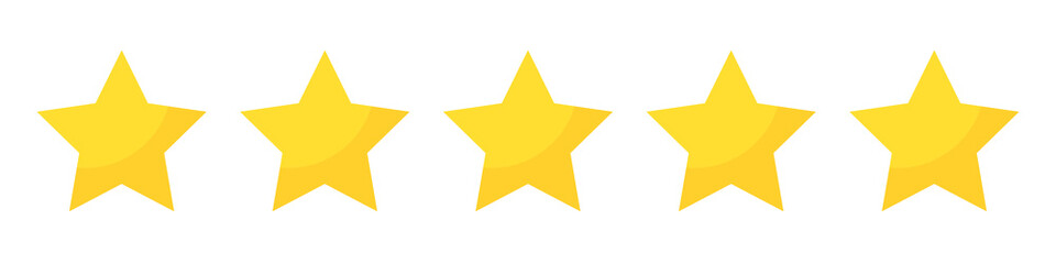 Star icon. Customer feedback concept. Vector 5 stars rating review. Quality shape design. Vector yellow isolated five stars.