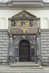 Historical, town hall door in Gera, Thuringia, Germany
