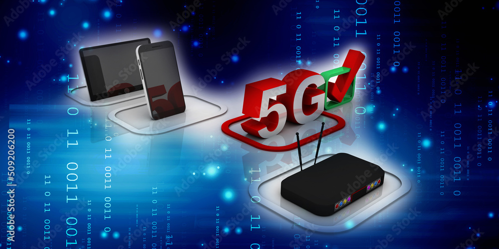 Poster 3d rendering transmitter wifi with mobile phone