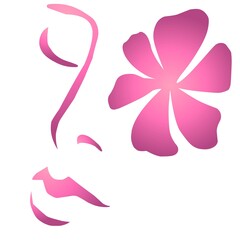Minimalistic image of girl's face with flower.