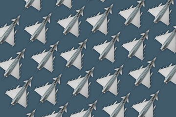 Pattern of Eurofighter aircraft on blue background