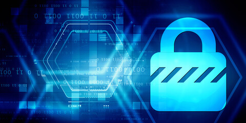 2d illustration Safety concept: Closed Padlock on digital background

