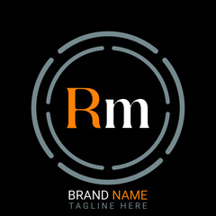Rm Letter Logo design. black background.