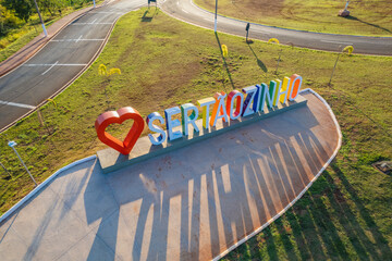 Sertaozinho, São Paulo / Brazil - Circa june 2022: Aerial image of the city of Sertaozinho, SP....