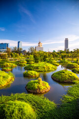 Fototapeta na wymiar Benjakitti Park or Benchakitti forest park new design walkway in central Bangkok, Thailand
