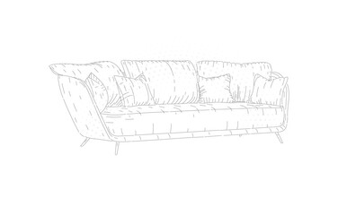 vector sketch sofa with pillow illustration