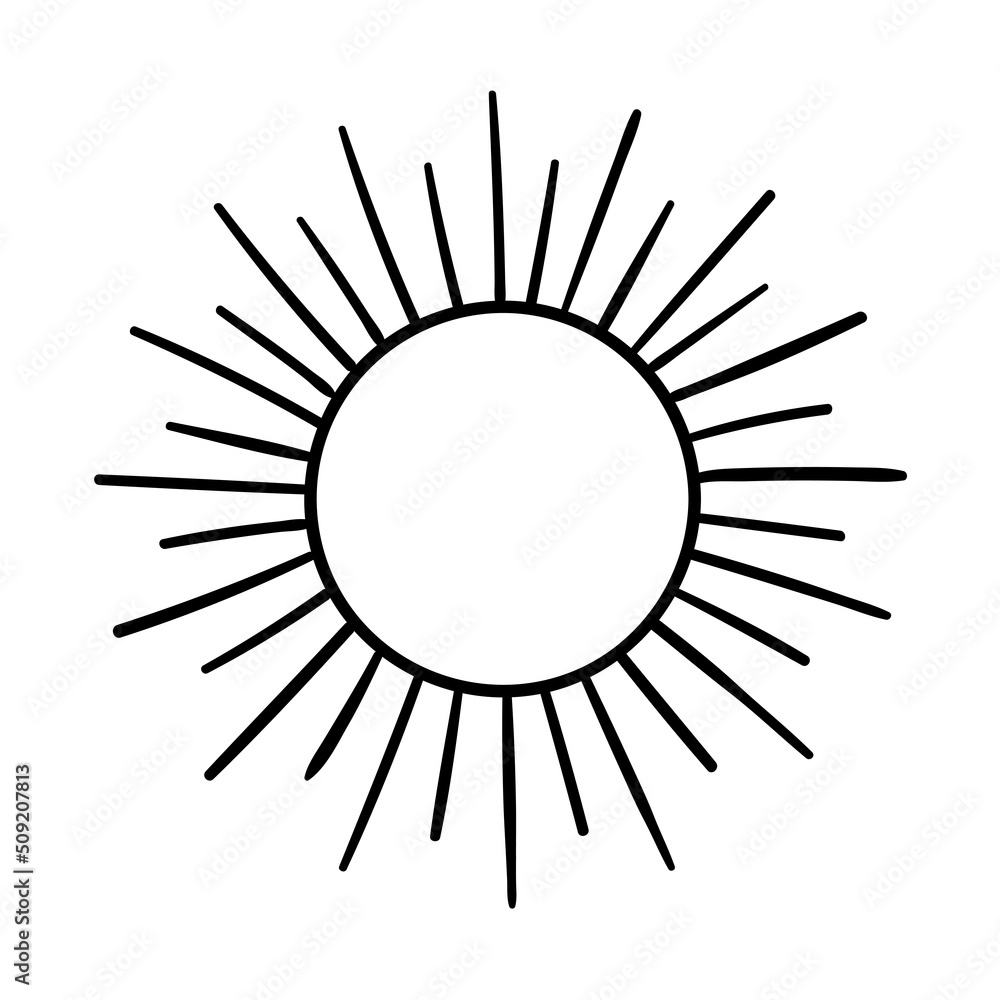 Wall mural sunburst, explosion effects, vintage doodle isolated on white background