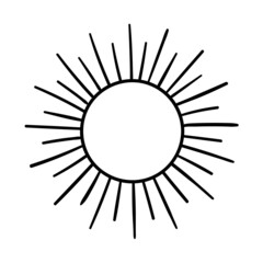 Sunburst, explosion effects, vintage doodle isolated on white background