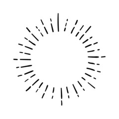 Sunburst, explosion effects, vintage doodle isolated on white background