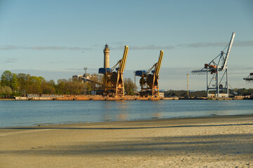 Fototapeta premium port cranes. Industrial Zone . port