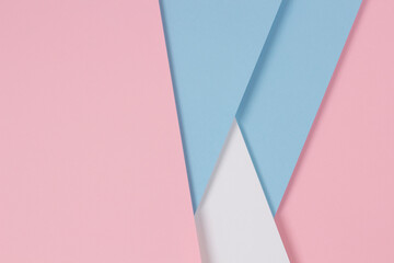 Obraz premium Abstract geometric pastel color paper texture background with light blue, pink and white colors