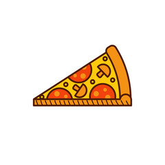 Pizza Slice isolated on white. Cartoon pizza food