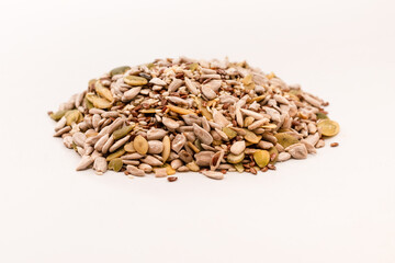 Mix of seeds for a salad. A pile of mixed seeds.