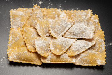 Raw ravioli as background. Healthy italian food.