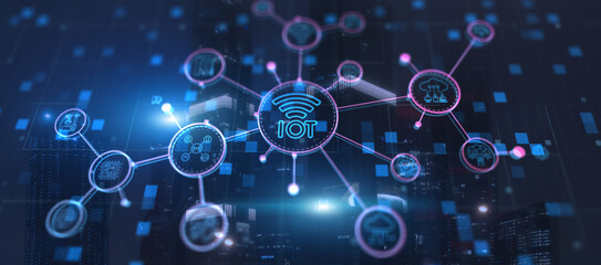 IOT concept. Internet of things. Smart city and communication network. Telecommunication