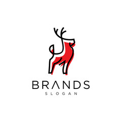 Standing deer logo design vector stock on white background. antler mascot
