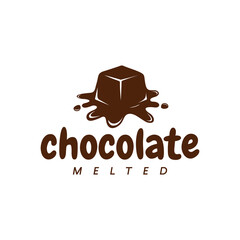 Melted chocolate logo dripping on white background Vector design
