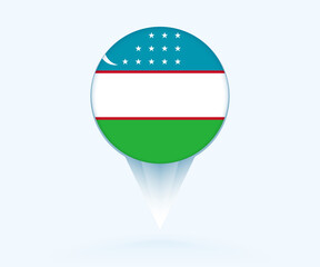 Map pointer with flag of Uzbekistan.