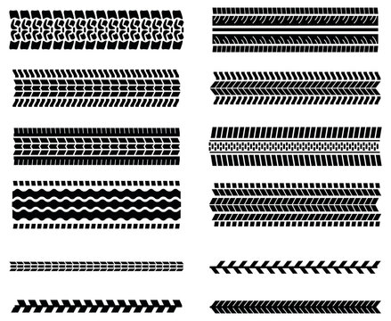 Tire Tread Repeatable Tracks Clipart Set - Thick and Thin