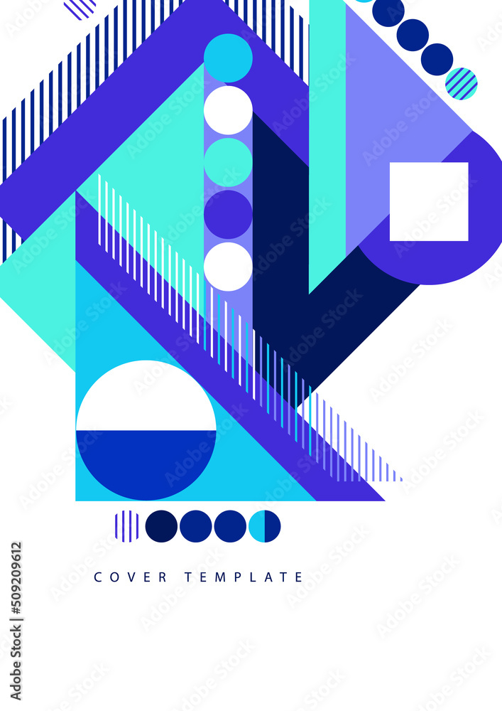 Poster modern abstract brochure with geometric shapes, circles and squares, lines. minimal bold architectur