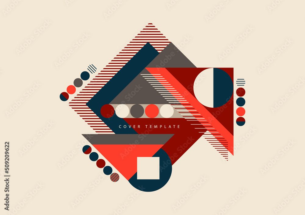 Poster modern abstract brochure with geometric shapes, circles and squares, lines. minimal bold architectur