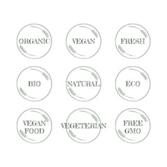 Logo template with green leaves for organic and eco friendly products
