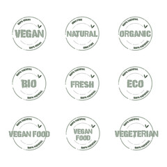 Logo template with green leaves for organic and eco friendly products